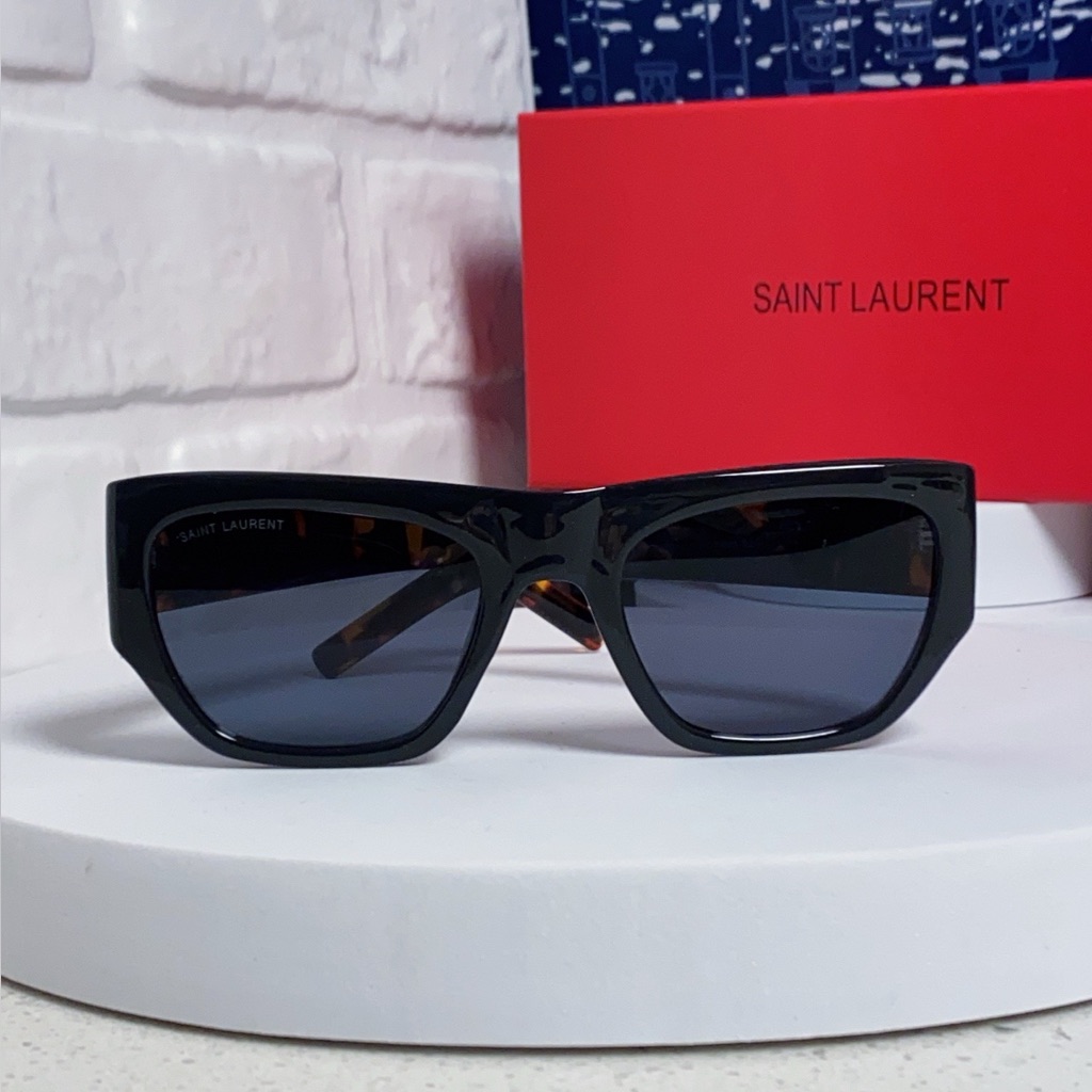 Saint Laurent Black Rectangular Sunglasses For Men